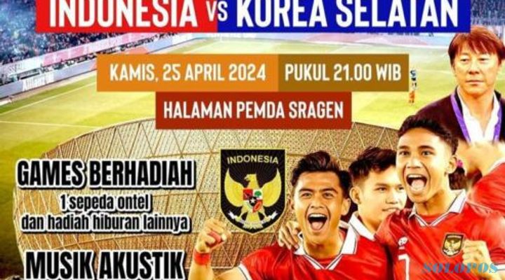 Nonton Indonesia vs Korea Sendirian? Ikut Nobar di Halaman Pemda Sragen Aja!
