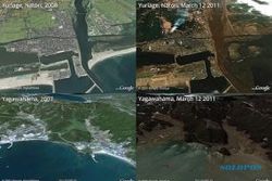 Foto satelit google ungkap dahsyatnya tsunami Jepang