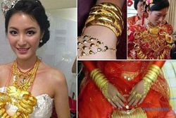 Wow, Gadis China Menikah Kenakan 5 Kg Perhiasan Emas