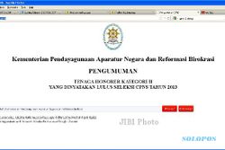 PENGUMUMAN CPNS 2013 : BKD Klaten Pasang Hasil Seleksi Honorer K2 
