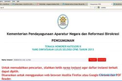 PENGUMUMAN CPNS 2013 : Diduga Terlalu Banyak Pengakses, Laman Menpan.go.id Macet Lagi