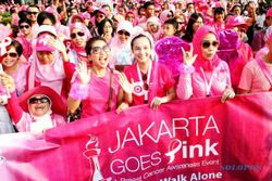 FOTO JAKARTA GOES PINK : Jalanan Utama Kota Jakarta Jadi Merah Muda