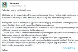 KPK VS POLRI : LBH Jakarta: Bambang Widjojanto Tak Terkait Kasus Saksi Palsu