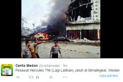 PESAWAT JATUH : Begini Penampakan Pesawat Hercules Jatuh di Jl. Djamin Ginting Medan
