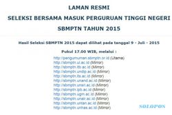PENGUMUMAN SBMPTN 2015 : Ini 11 Website PTN Untuk Lihat Hasil SBMPTN 2015