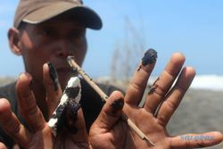 PENCEMARAN PANTAI : Tumpahan Minyak Hitam Cemari Pantai di Kulonprogo 