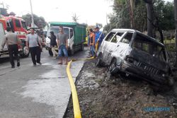 KEBAKARAN BOYOLALI : Mobil Pengangkut 300 Liter Pertalite Terbakar di Pusporenggo