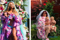 Viral, Ibu Asal Irlandia Bikin Foto Parodi Ala Beyonce dan Anak Kembarnya