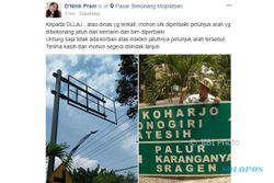 LALU LINTAS SUKOHARJO : Netizen Laporkan Papan Penunjuk Arah di Bekonang Jatuh