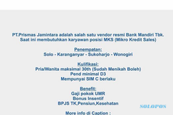 Loker Solo, Karanganyar, Sukoharjo dan Wonogiri Karyawan Mikro Kredit Sales Di PT Prismas Jamintara  Bank Mandiri Tbk