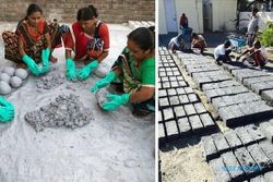 Limbah Masker dan APD di India Jadi Batu Bata