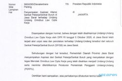 Ridwan Kamil Surati Jokowi Soal Buruh Tolak UU Cipta Kerja