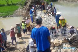 Kompak, Warga dan Sukarelawan Perbaiki Tanggul Sungai Gamping Klaten