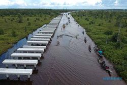 Hampir Sebulan Banjir Rendam Jalan Trans Kalimantan, Kendaraan Antre Melintas