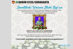 Anggota TNI Sertu Lalu Adijaya Sampurne Meninggal, Ini Kata Dandim Solo