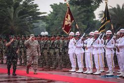 Panglima TNI Sambut Kunjungan Kepala Staf Gabungan AS di Cilangkap
