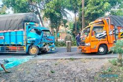 Kecelakaan Adu Banteng Truk di Kulonprogo, Dua Pengemudi Luka-Luka