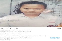 Dicari! Remaja Putri Klaten Menghilang sejak Awal Pekan Ini