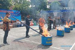 Rokok Ilegal Sepanjang 342 Km Dimusnahkan Kantor Bea Cukai Surakarta