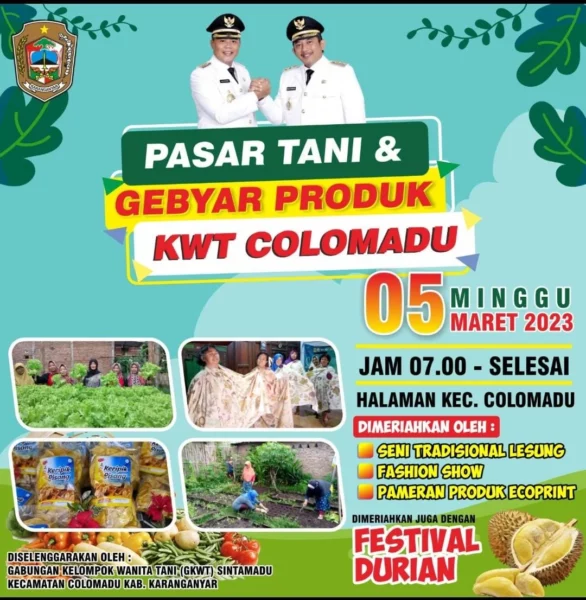 Pekan Depan! Colomadu Karanganyar Gelar Festival Durian dan Gebyar Pasar Tani