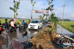 Jalur Masaran-Plupuh Sragen Tergenang Luapan Bengawan Solo, Lalin Buka Tutup