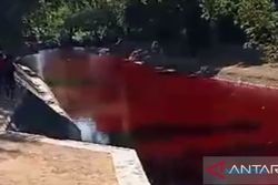 Air Sungai Berwarna Merah Diduga Tercemar Limbah, Polres Pamekasan Turun Tangan