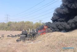 400 Ban Bekas di Lapangan Tembak Trucuk Klaten Terbakar, Asap Hitam Membubung