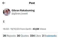Gibran Update E di Twitter, Warganet Menduga Inisial Cawapres Prabowo