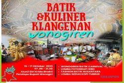 Karnaval Batik Wonogiren Siap Digeber di Alun-Alun Wonogiri, Catat Tanggalnya
