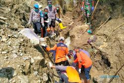 Evakuasi Jenazah Lansia Tertimbun Longsor di Kismantoro Wonogiri