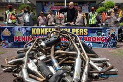 Polres Tegal Kota Musnahkan 524 Knalpot Brong Hasil Penindakan Selama Sepekan