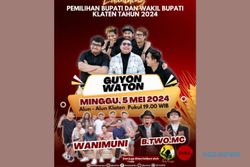 Gratis, Guyon Waton bakal Manggung di Launching Pilkada Klaten