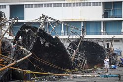 Kondisi 3 Kapal Pascakebakaran di Pelabuhan Muara Baru Jakarta