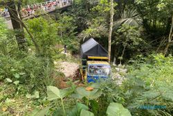 Truk Angkut 4 Ton Pakan Sapi Terperosok di Tebing Lereng Merapi Boyolali