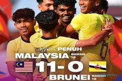 Malaysia Puncaki Grup C Piala AFF U-19 Usai Ganyang Brunei dengan Skor 11-0